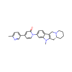 Cc1ccc(-c2ccn(-c3ccc4c5c(n(C)c4c3)C[C@H]3CCCCN3C5)c(=O)c2)cn1 ZINC000113109209