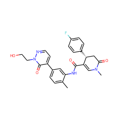 Cc1ccc(-c2ccnn(CCO)c2=O)cc1NC(=O)C1=CN(C)C(=O)C[C@H]1c1ccc(F)cc1 ZINC000118036985