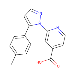 Cc1ccc(-c2ccnn2-c2cc(C(=O)O)ccn2)cc1 ZINC000146735409