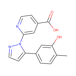 Cc1ccc(-c2ccnn2-c2cc(C(=O)O)ccn2)cc1O ZINC000146591661