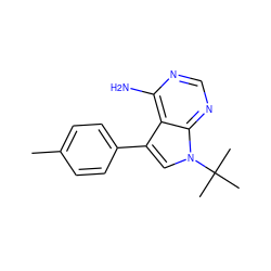 Cc1ccc(-c2cn(C(C)(C)C)c3ncnc(N)c23)cc1 ZINC000013538680