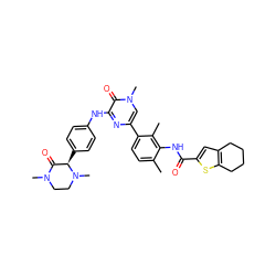 Cc1ccc(-c2cn(C)c(=O)c(Nc3ccc([C@@H]4C(=O)N(C)CCN4C)cc3)n2)c(C)c1NC(=O)c1cc2c(s1)CCCC2 ZINC000059186021