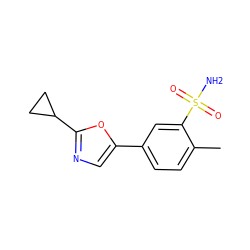 Cc1ccc(-c2cnc(C3CC3)o2)cc1S(N)(=O)=O ZINC000473133398