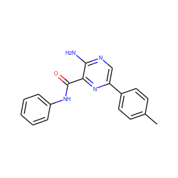 Cc1ccc(-c2cnc(N)c(C(=O)Nc3ccccc3)n2)cc1 ZINC000071296782