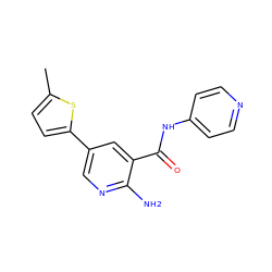 Cc1ccc(-c2cnc(N)c(C(=O)Nc3ccncc3)c2)s1 ZINC000150022701