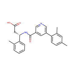 Cc1ccc(-c2cncc(C(=O)N[C@@H](CC(=O)O)c3ccccc3C)c2)c(C)c1 ZINC000261163509