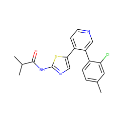 Cc1ccc(-c2cnccc2-c2cnc(NC(=O)C(C)C)s2)c(Cl)c1 ZINC000473117352