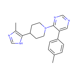 Cc1ccc(-c2cncnc2N2CCC(c3[nH]cnc3C)CC2)cc1 ZINC000036176473