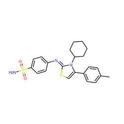 Cc1ccc(-c2cs/c(=N\c3ccc(S(N)(=O)=O)cc3)n2C2CCCCC2)cc1 ZINC000473109401