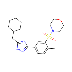 Cc1ccc(-c2n[nH]c(CC3CCCCC3)n2)cc1S(=O)(=O)N1CCOCC1 ZINC000040980290