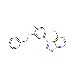 Cc1ccc(-c2n[nH]c3ncnc(N)c23)cc1OCc1ccccc1 ZINC000064510352