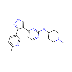 Cc1ccc(-c2n[nH]cc2-c2ccnc(NC3CCN(C)CC3)n2)cn1 ZINC000040413537