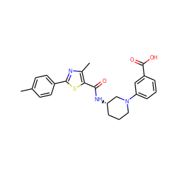 Cc1ccc(-c2nc(C)c(C(=O)N[C@H]3CCCN(c4cccc(C(=O)O)c4)C3)s2)cc1 ZINC000073390192