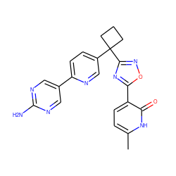 Cc1ccc(-c2nc(C3(c4ccc(-c5cnc(N)nc5)nc4)CCC3)no2)c(=O)[nH]1 ZINC000096175502