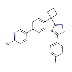 Cc1ccc(-c2nc(C3(c4ccc(-c5cnc(N)nc5)nc4)CCC3)no2)cc1 ZINC000096175409