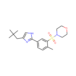 Cc1ccc(-c2nc(CC(C)(C)C)c[nH]2)cc1S(=O)(=O)N1CCOCC1 ZINC000040915498