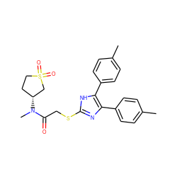 Cc1ccc(-c2nc(SCC(=O)N(C)[C@@H]3CCS(=O)(=O)C3)[nH]c2-c2ccc(C)cc2)cc1 ZINC000008671315