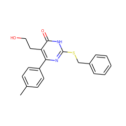 Cc1ccc(-c2nc(SCc3ccccc3)[nH]c(=O)c2CCO)cc1 ZINC000016981389