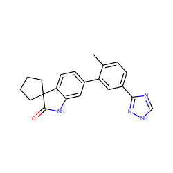 Cc1ccc(-c2nc[nH]n2)cc1-c1ccc2c(c1)NC(=O)C21CCCC1 ZINC000073161407