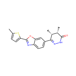 Cc1ccc(-c2nc3ccc(C4=NNC(=O)[C@@H](C)[C@H]4C)cc3o2)s1 ZINC000145440287