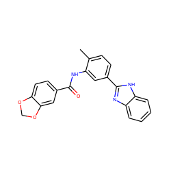 Cc1ccc(-c2nc3ccccc3[nH]2)cc1NC(=O)c1ccc2c(c1)OCO2 ZINC000000809539