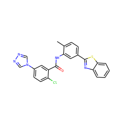 Cc1ccc(-c2nc3ccccc3s2)cc1NC(=O)c1cc(-n2cnnc2)ccc1Cl ZINC000000679786