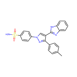 Cc1ccc(-c2nn(-c3ccc(S(N)(=O)=O)cc3)cc2-c2nc3ccccc3[nH]2)cc1 ZINC000653837620