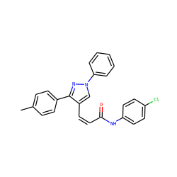 Cc1ccc(-c2nn(-c3ccccc3)cc2/C=C\C(=O)Nc2ccc(Cl)cc2)cc1 ZINC000006477736