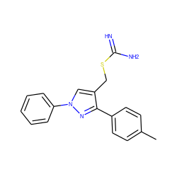 Cc1ccc(-c2nn(-c3ccccc3)cc2CSC(=N)N)cc1 ZINC000004724487