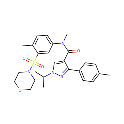 Cc1ccc(-c2nn(C(C)C)cc2C(=O)N(C)c2ccc(C)c(S(=O)(=O)N3CCOCC3)c2)cc1 ZINC000169343952