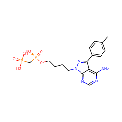 Cc1ccc(-c2nn(CCCCO[P@](=O)(O)CP(=O)(O)O)c3ncnc(N)c23)cc1 ZINC000001907966