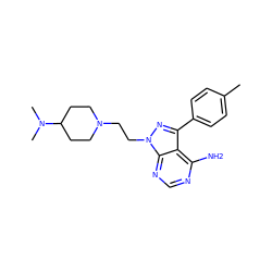 Cc1ccc(-c2nn(CCN3CCC(N(C)C)CC3)c3ncnc(N)c23)cc1 ZINC000653905218