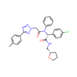 Cc1ccc(-c2nnn(CC(=O)N(c3ccccc3)[C@@H](C(=O)NC[C@@H]3CCCO3)c3ccc(Cl)cc3)n2)cc1 ZINC000008667002