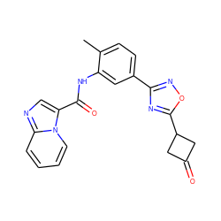 Cc1ccc(-c2noc(C3CC(=O)C3)n2)cc1NC(=O)c1cnc2ccccn12 ZINC000206108106