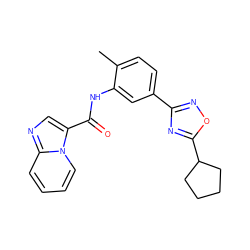 Cc1ccc(-c2noc(C3CCCC3)n2)cc1NC(=O)c1cnc2ccccn12 ZINC000206110831