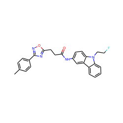 Cc1ccc(-c2noc(CCC(=O)Nc3ccc4c(c3)c3ccccc3n4CCF)n2)cc1 ZINC000103252312