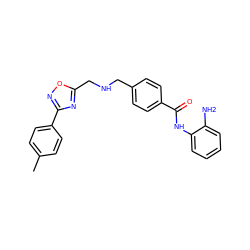 Cc1ccc(-c2noc(CNCc3ccc(C(=O)Nc4ccccc4N)cc3)n2)cc1 ZINC000299862532