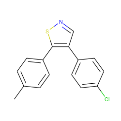 Cc1ccc(-c2sncc2-c2ccc(Cl)cc2)cc1 ZINC000045498845