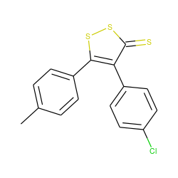 Cc1ccc(-c2ssc(=S)c2-c2ccc(Cl)cc2)cc1 ZINC000042890530