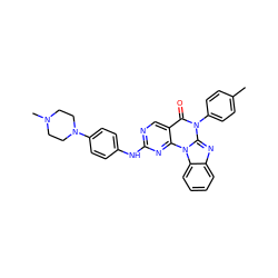 Cc1ccc(-n2c(=O)c3cnc(Nc4ccc(N5CCN(C)CC5)cc4)nc3n3c4ccccc4nc23)cc1 ZINC000053059189