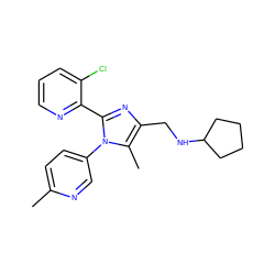 Cc1ccc(-n2c(-c3ncccc3Cl)nc(CNC3CCCC3)c2C)cn1 ZINC000043013752