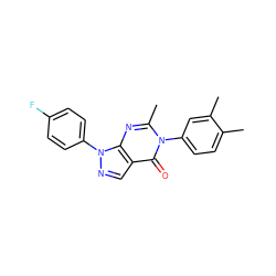 Cc1ccc(-n2c(C)nc3c(cnn3-c3ccc(F)cc3)c2=O)cc1C ZINC000004035568
