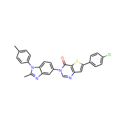 Cc1ccc(-n2c(C)nc3cc(-n4cnc5cc(-c6ccc(Cl)cc6)sc5c4=O)ccc32)cc1 ZINC000040568224