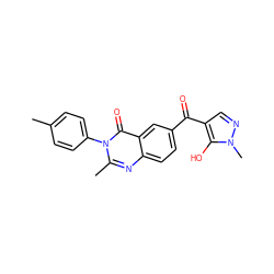 Cc1ccc(-n2c(C)nc3ccc(C(=O)c4cnn(C)c4O)cc3c2=O)cc1 ZINC000299818801