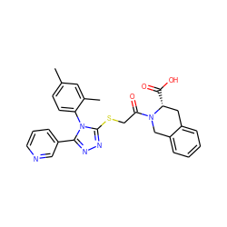 Cc1ccc(-n2c(SCC(=O)N3Cc4ccccc4C[C@H]3C(=O)O)nnc2-c2cccnc2)c(C)c1 ZINC000003321405