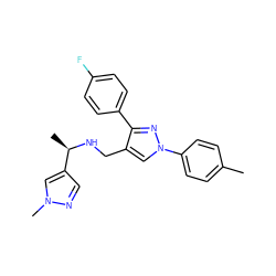 Cc1ccc(-n2cc(CN[C@H](C)c3cnn(C)c3)c(-c3ccc(F)cc3)n2)cc1 ZINC000012386666