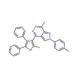 Cc1ccc(-n2cc3c(-c4c(C)[nH]c(-c5ccccc5)c4-c4ccccc4)nnc(C)c3n2)cc1 ZINC000653793324