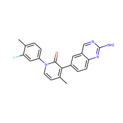 Cc1ccc(-n2ccc(C)c(-c3ccc4nc(N)ncc4c3)c2=O)cc1F ZINC000040975474