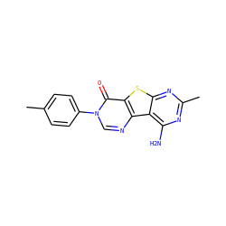 Cc1ccc(-n2cnc3c(sc4nc(C)nc(N)c43)c2=O)cc1 ZINC000049072855