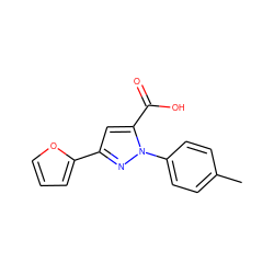 Cc1ccc(-n2nc(-c3ccco3)cc2C(=O)O)cc1 ZINC000000324085